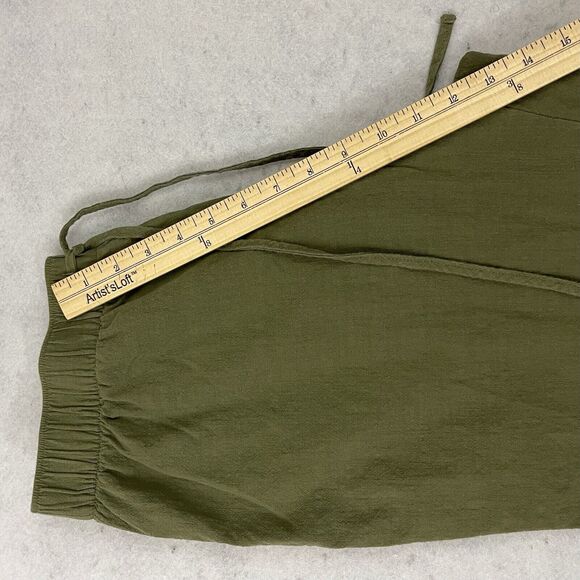 Abercrombie & Fitch Cropped Wide Leg Pants Womens Medium Olive Green Pull On - Picture 7 of 12